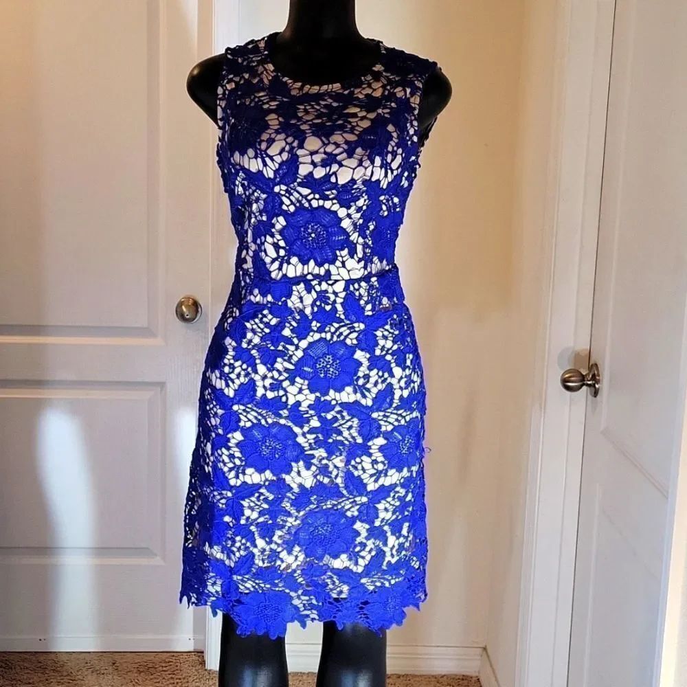 BRAND NEW RYAN MICHELLE LACE SLEEVELESS ROUNDNECK LINE DRESS - Picture 2 of 16